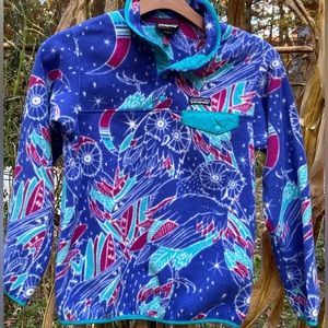 Patagonia Synchilla Lightweight Purple Cosmic Owl Snap-T Pullover W-Sm Pre-Owned